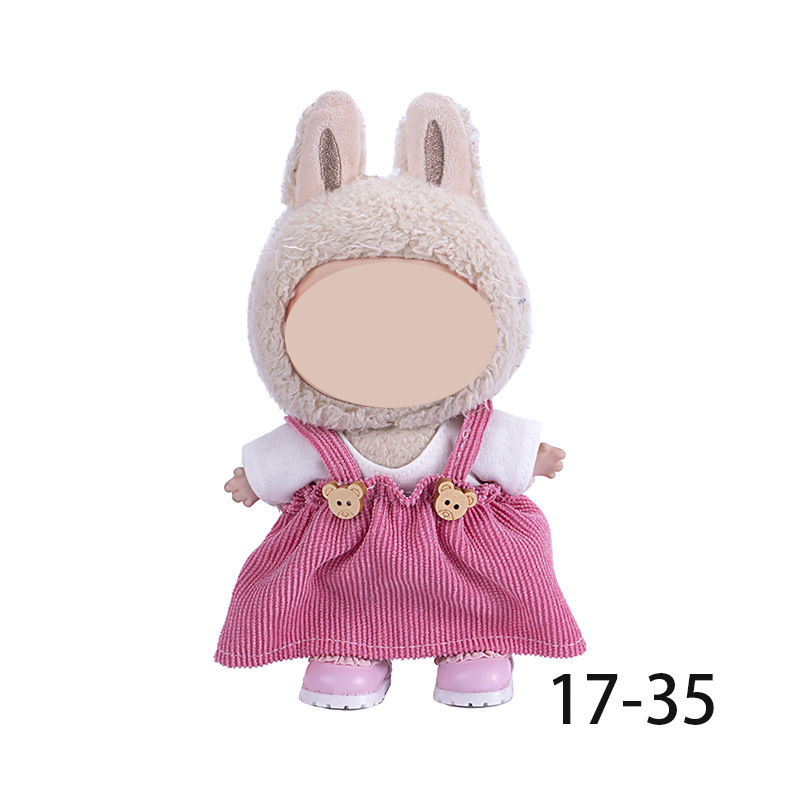 This clothing is only suitable for 17cm fabric vinyl dolls, plush toys and other wearable and dressingable clothing