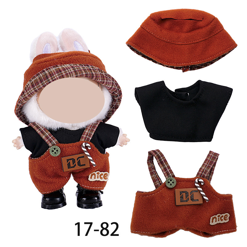 Only suitable for 17cm cloth clothes, hanging pieces, 8-shaped checkered overalls Specification image