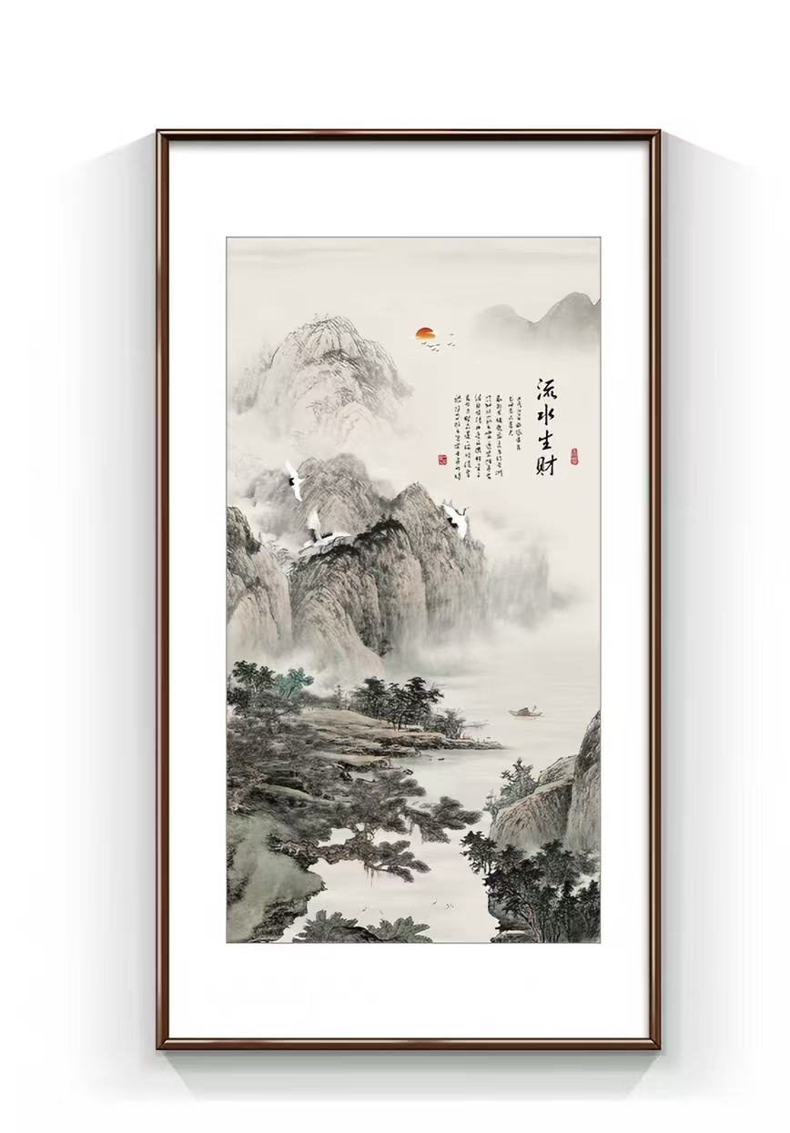 Chinese trend hand-painted three-dimensional solid color texture entrance hall decorative painting, modern living room sofa background wall abstract hanging painting