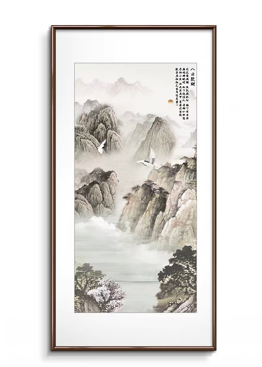 国潮装饰画新中式入户走廊过道挂画手绘油画壁画挂画