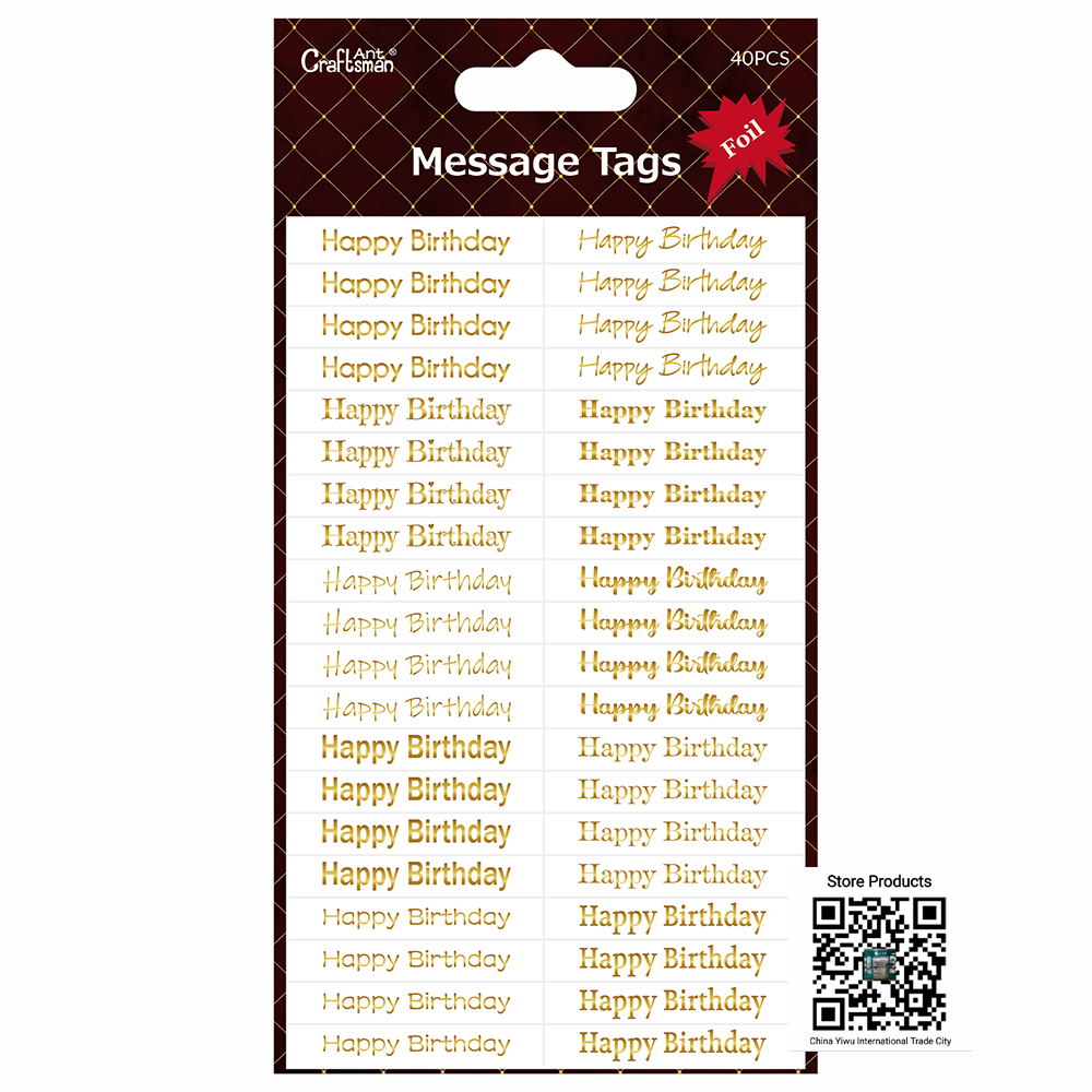 Elegant Golden Foil Happy Birthday Die‑Cut Message Tags- perfect for cards / scrapbooks / jouranls / planners / Gift diy decoration AC-TG241203 thumbnail