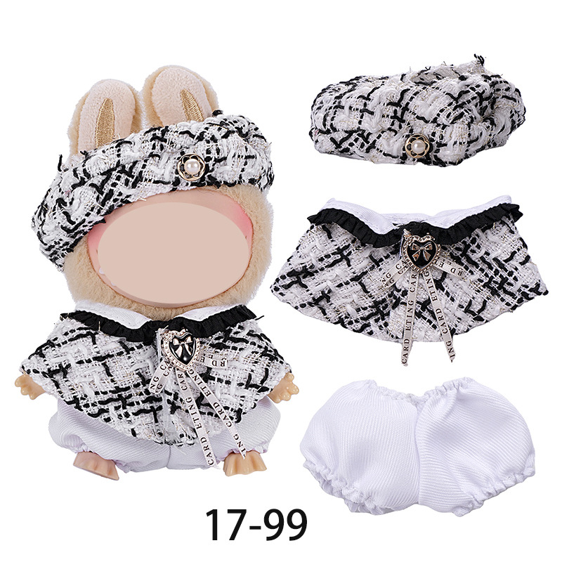 This set of clothes is only suitable for 17cm clothes, hanging pieces, baby clothes and 8-shaped checkered overalls Item Picture