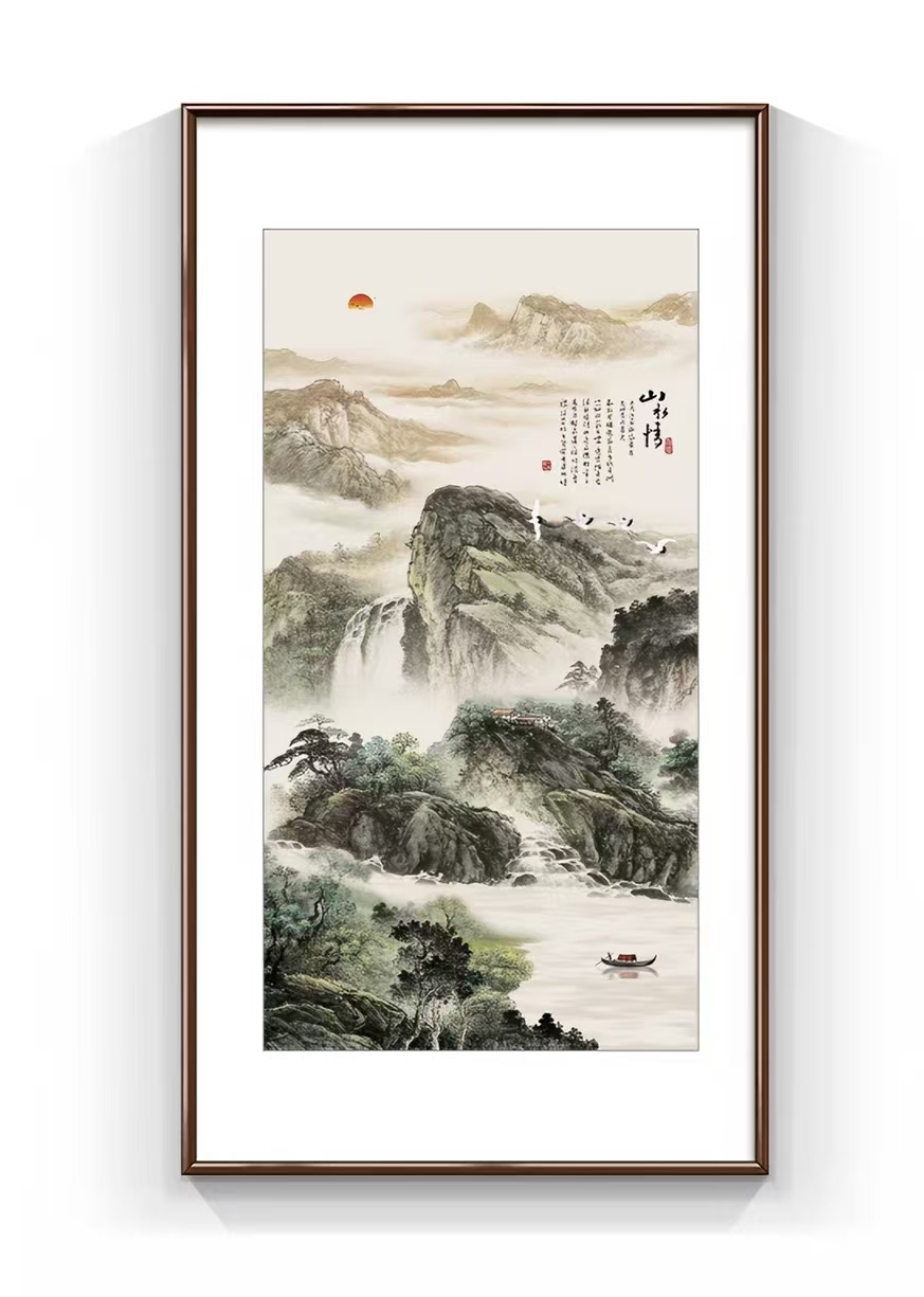国潮手绘画简约肌理轻奢客厅装饰画餐厅立体挂画
