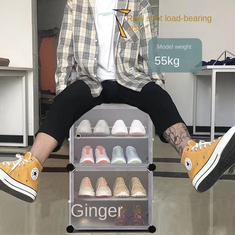 Simple shoe cabinet storage rack with door, easy to assemble, stackable, detachable, expandable, DIY shoe rack, diaphragm storage rack Application Scenario