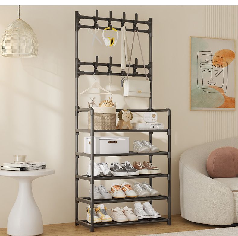 Dust-proof shoe and hat rack, multi-layer household integrated storage, shoe cabinet, coat and hat rack, floor-standing shoe rack for rent detail image 17