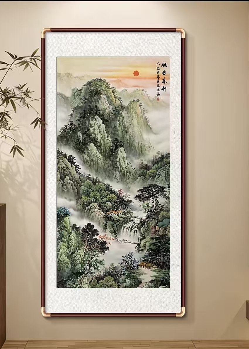 国潮手绘画骏马图客厅大气马到成功背景画墙面装饰沙发背景画油画国潮