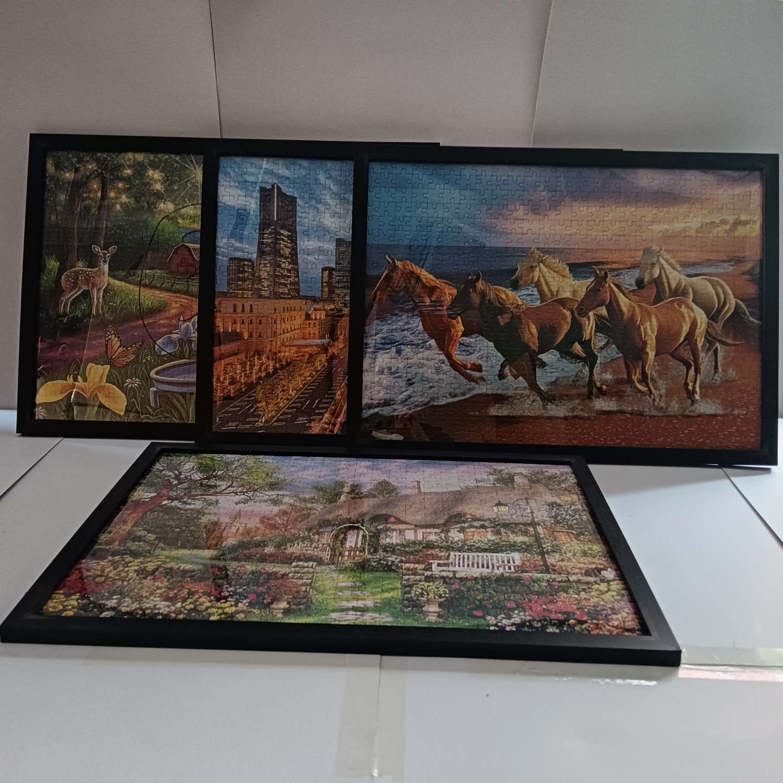 500拼图尺寸，53X37，厚度，2mm，盒子尺寸，30X21X5，12个图案混，拼图工厂自产自销