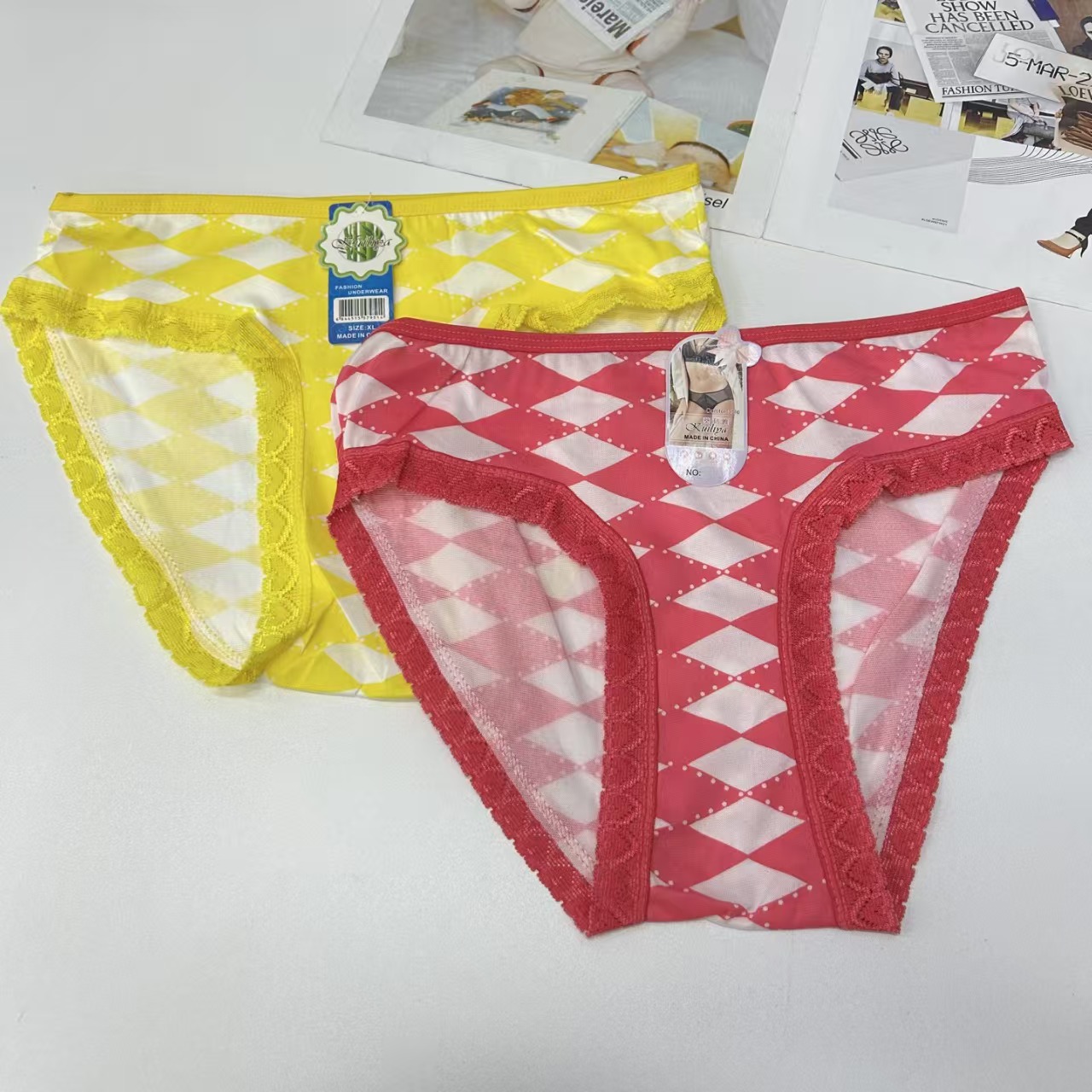 DD-7007 #XL export Underwear, Women's underwear, milk silk striped women's underwear, Women's briefs, underwear, QNI Item Picture