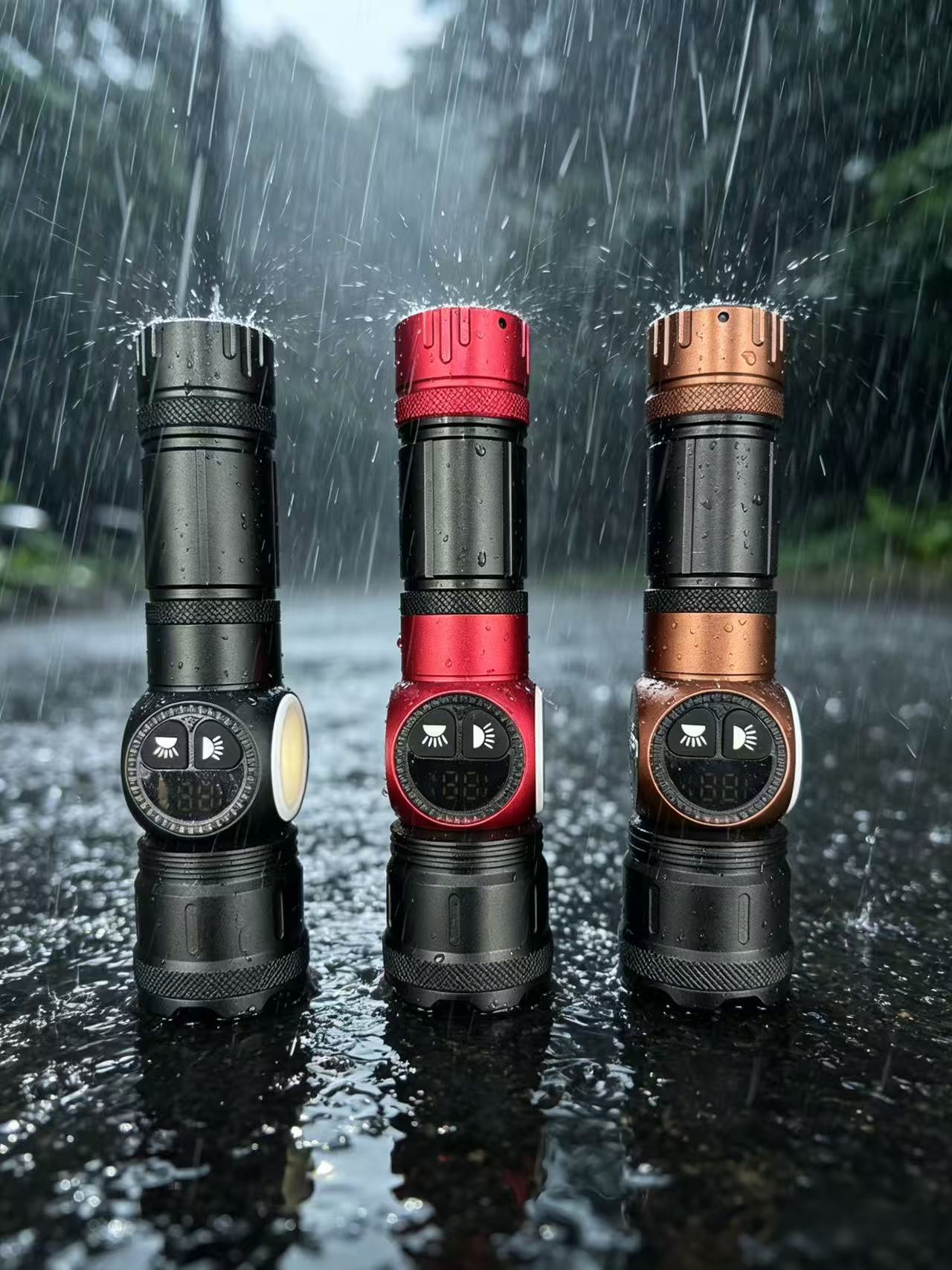 Multi-functional high-intensity flashlight, digital display, outdoor camping, waterproof, ultra-bright long-range work light Specification image