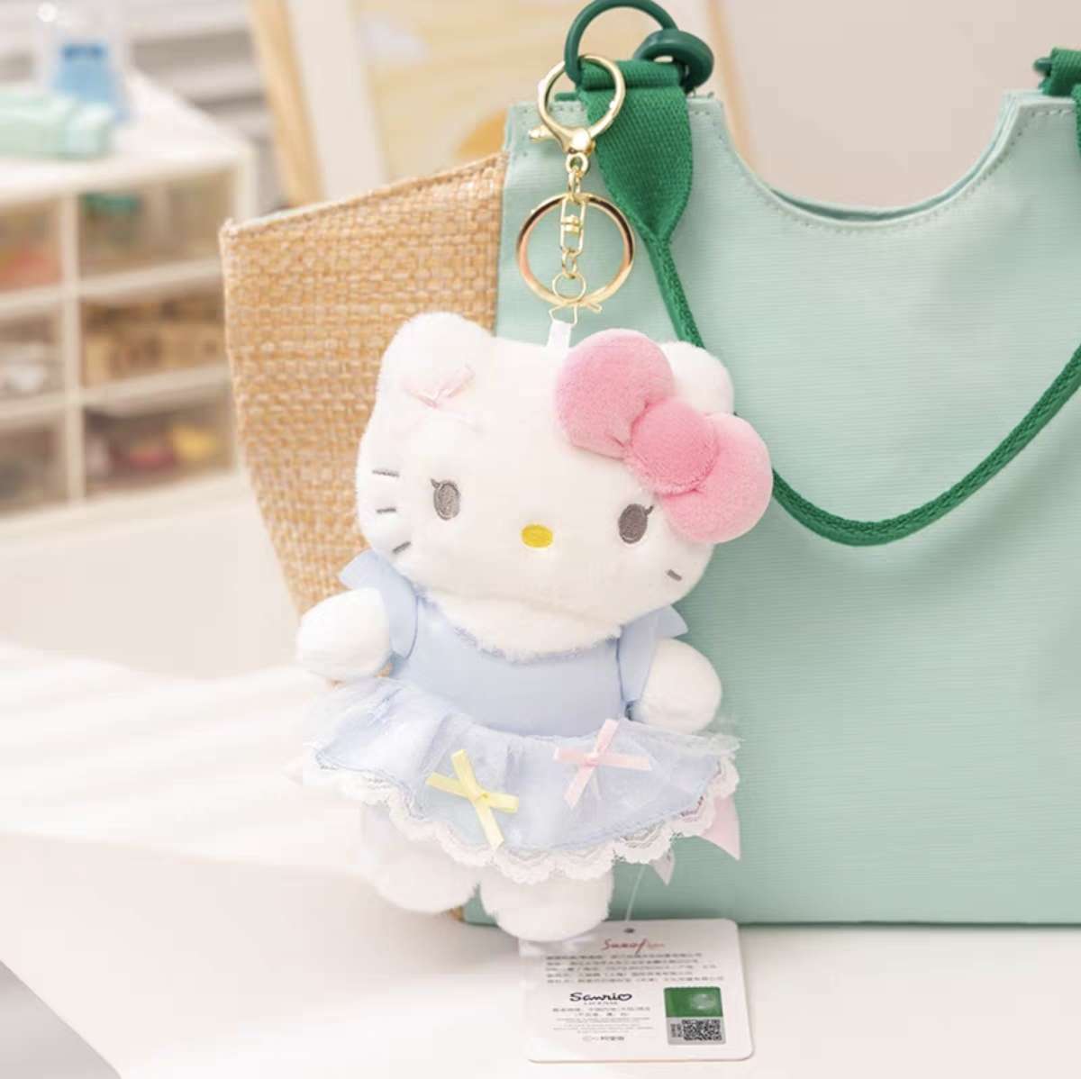 Sanrio official HelloKitty pendant doll plush keychain Melody couple schoolbag pendant Specification image