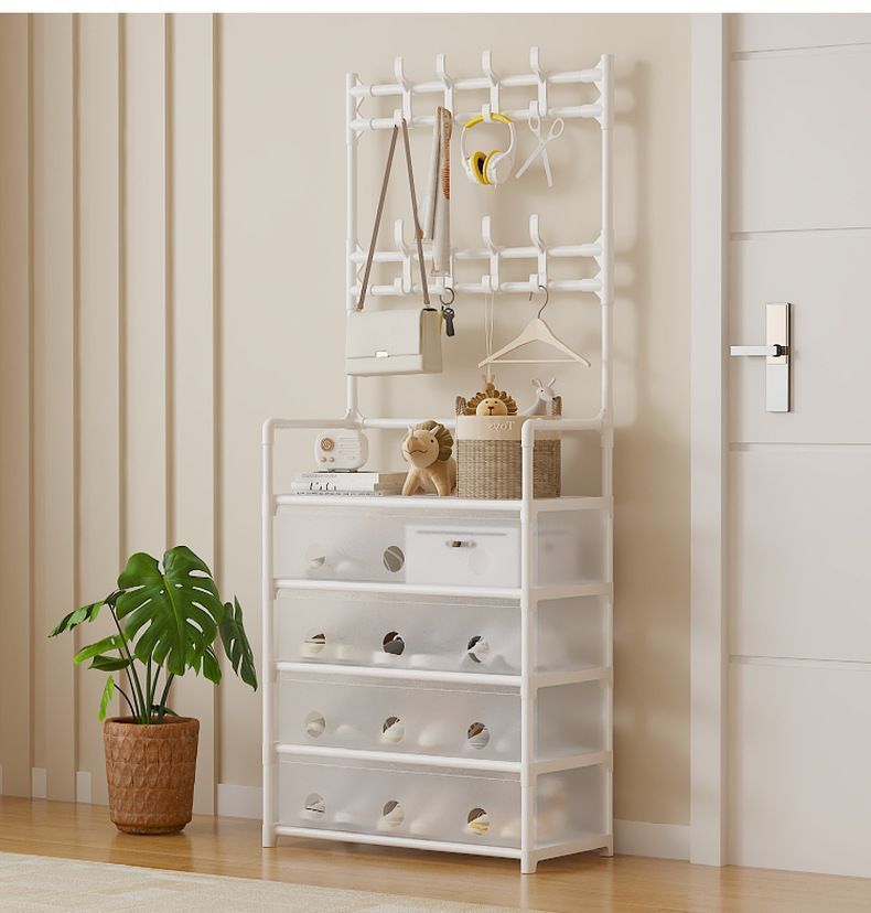 Dust-proof shoe and hat rack, multi-layer household integrated storage, shoe cabinet, coat and hat rack, floor-standing shoe rack for rent detail image 16