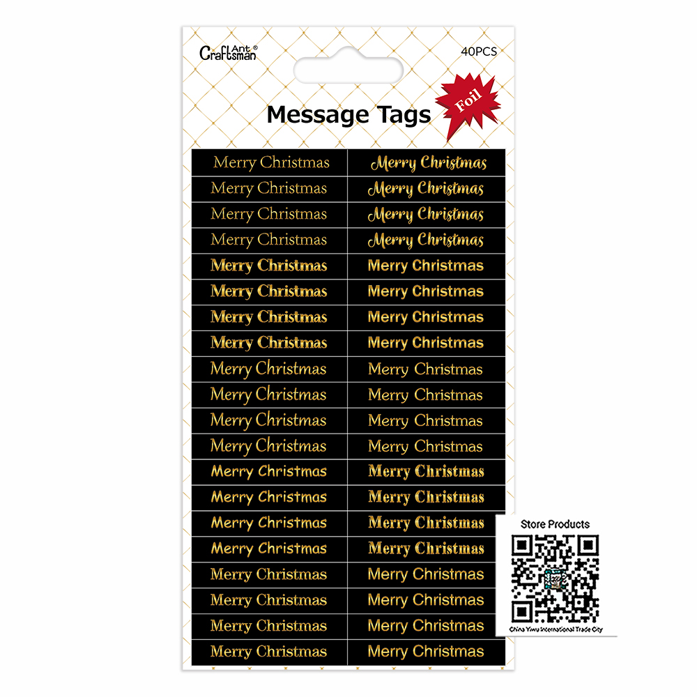 Black Gold Foil Merry Christmas Die‑Cut Message Tags - perfect for cards / scrapbooks / jouranls / planners / Gift diy decoration AC-TG241201B full figure