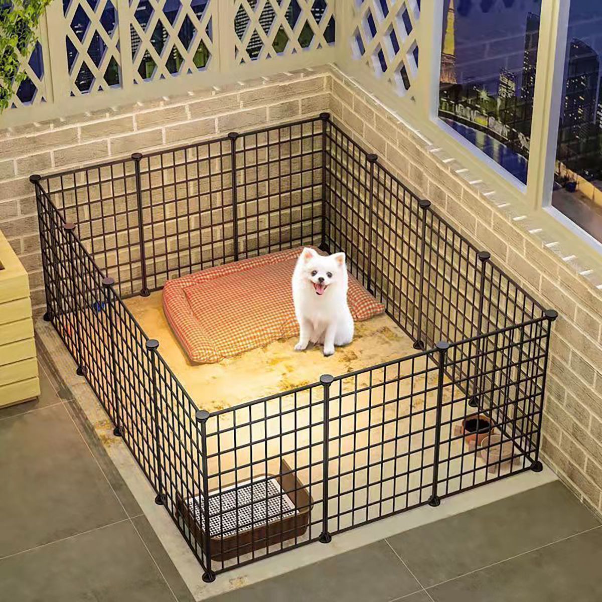 Dog enclosure, home indoor pet fence, Teddy, bichon, Corgi, Chihuahua, small dog door bar, dog cage