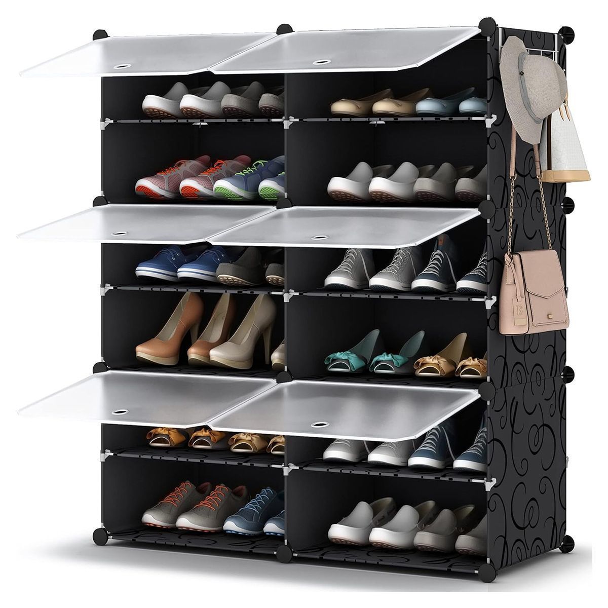 Simple shoe cabinet storage rack with door, easy to assemble, stackable, detachable, expandable, DIY shoe rack, diaphragm storage rack Item Picture
