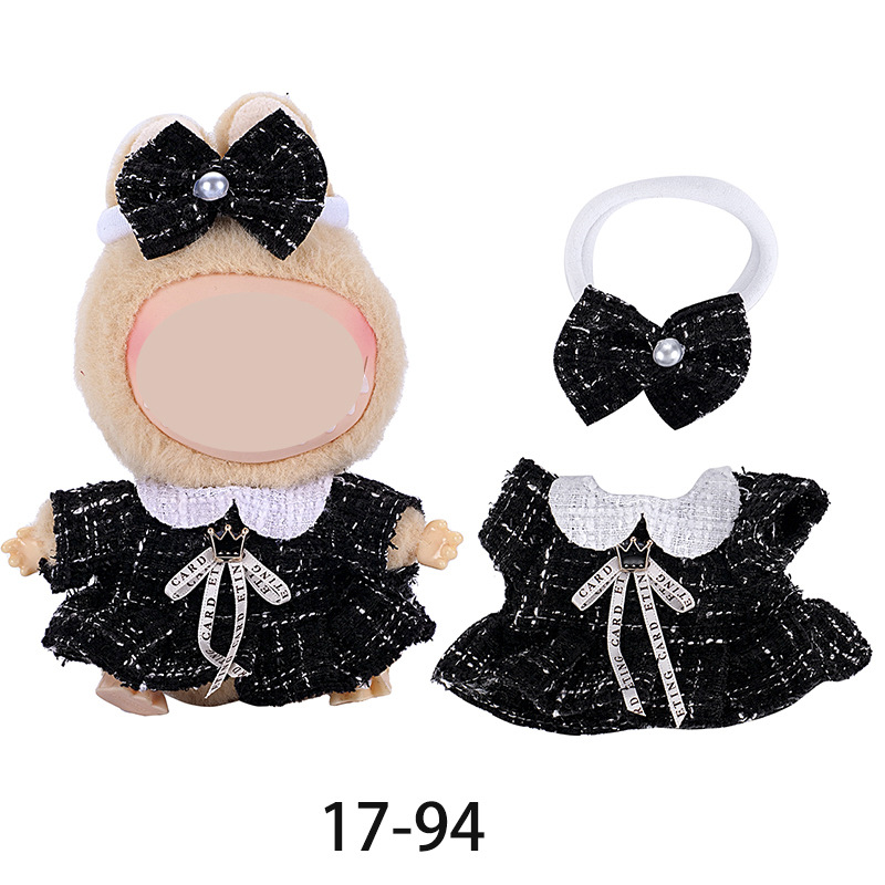 Only suitable for 17cm cloth clothes pendants, 8-shaped checkered overalls and pants set, festival gift Application Scenario
