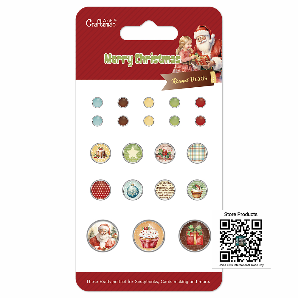 Journal/scrapbook/card/Gift /diy creative gift decoration -Merry Christmas Themed Round Decorative Metal Brads for Scrapbooking & Card Making full figure