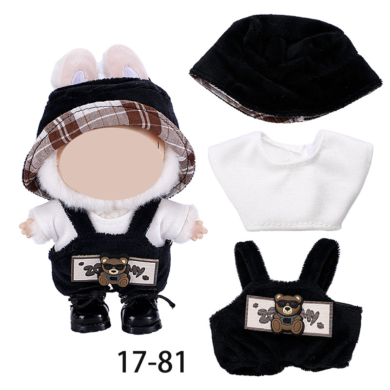 Only suitable for 17cm cloth clothes, hanging pieces, 8-shaped checkered overalls details Picture