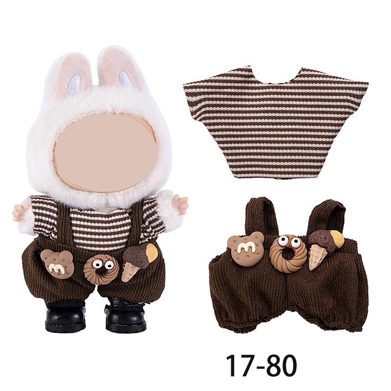 Only suitable for 17cm cloth clothes, hanging pieces, 8-shaped checkered overalls