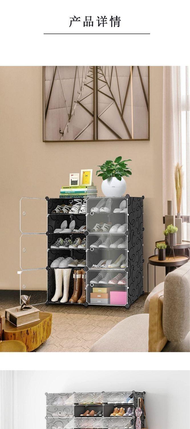 Simple shoe cabinet storage rack with door, easy to assemble, stackable, detachable, expandable, DIY shoe rack, diaphragm storage rack detail image 4