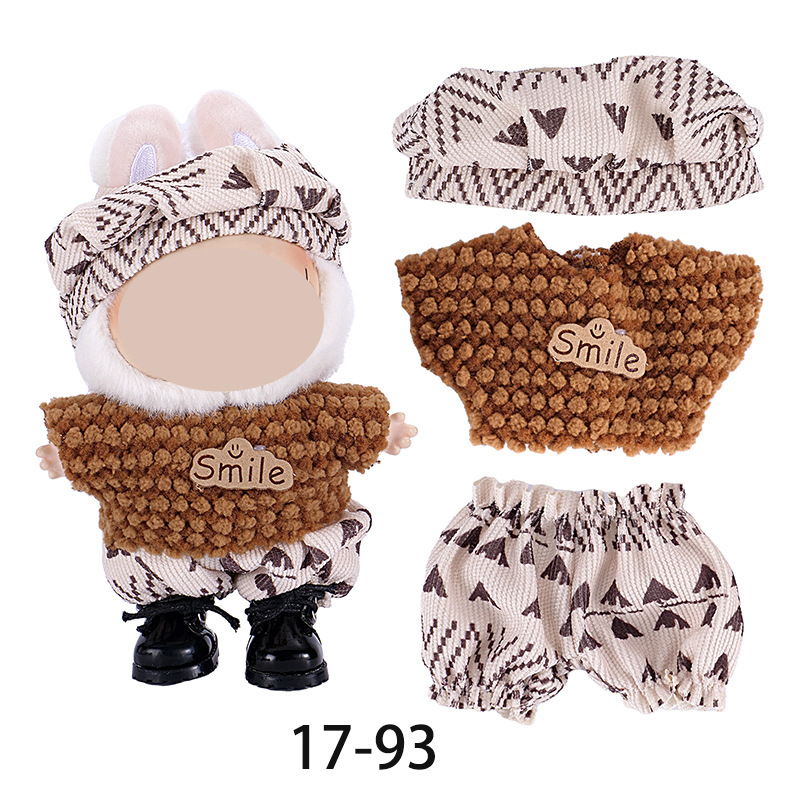 Only suitable for 17cm cloth clothes pendants, 8-shaped checkered overalls and pants set, festival gift Specification image