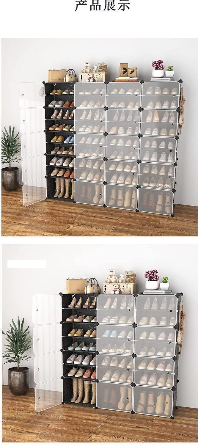 Simple shoe cabinet storage rack with door, easy to assemble, stackable, detachable, expandable, DIY shoe rack, diaphragm storage rack detail image 9