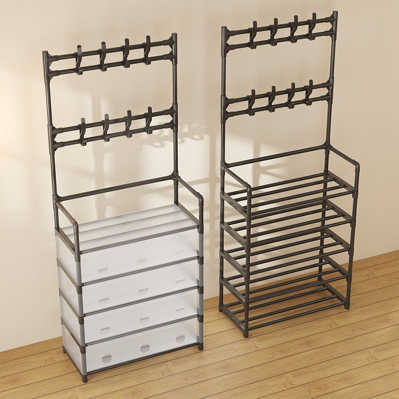Dust-proof shoe and hat rack, multi-layer household integrated storage, shoe cabinet, coat and hat rack, floor-standing shoe rack for rent details Picture