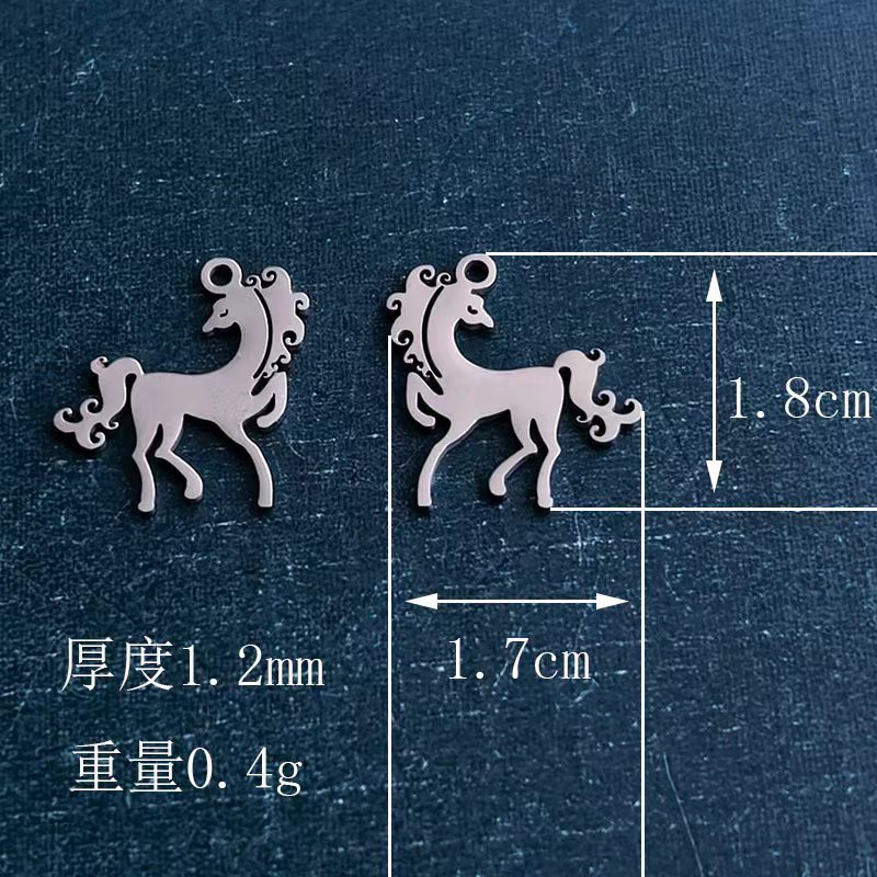 Cross-border foreign trade titanium steel and stainless steel DIY jewelry accessories, animal turning back, horse necklaces, bracelets, pendants and pendants, trendy detail image 2