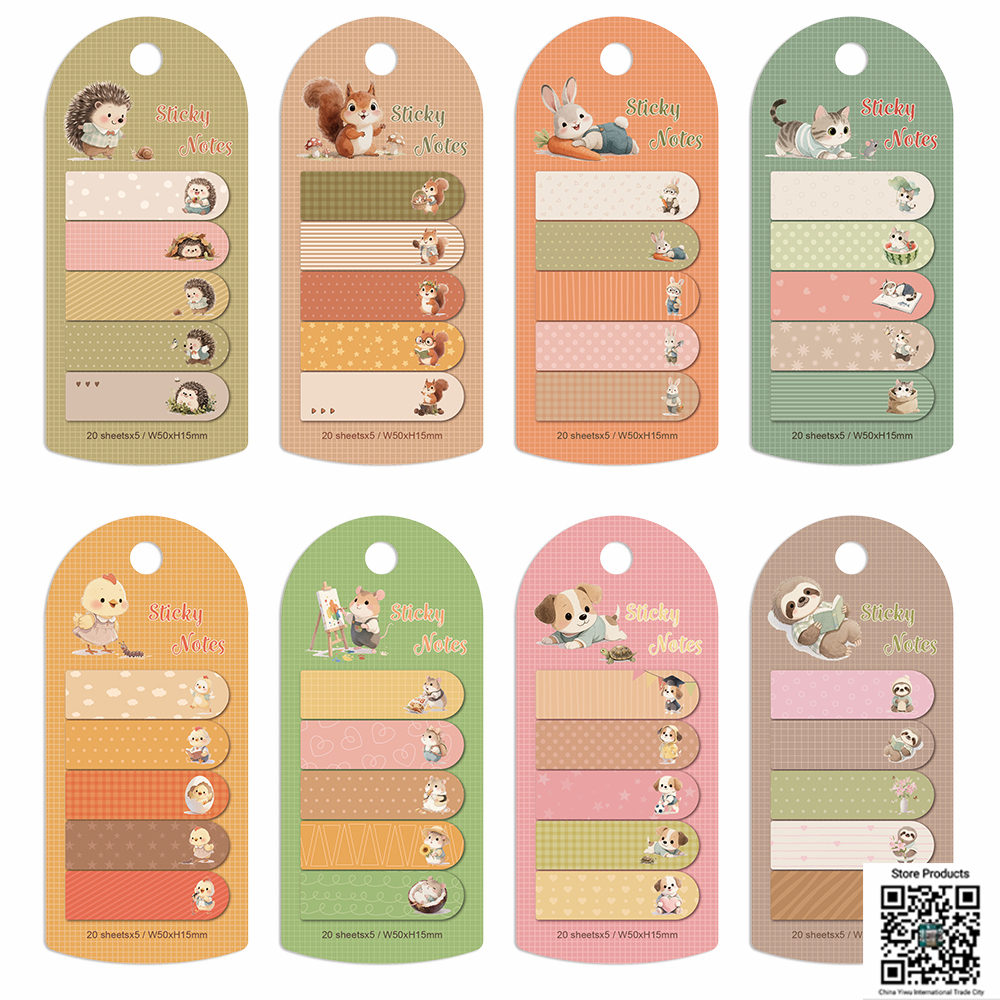 Creative and cute cartoon animal index sticky notes, high appearance level, can be stuck on ins, children and students, marking handbooks, message paper decoration stickers, classified bookmarks, labels, indication sticky notes full figure