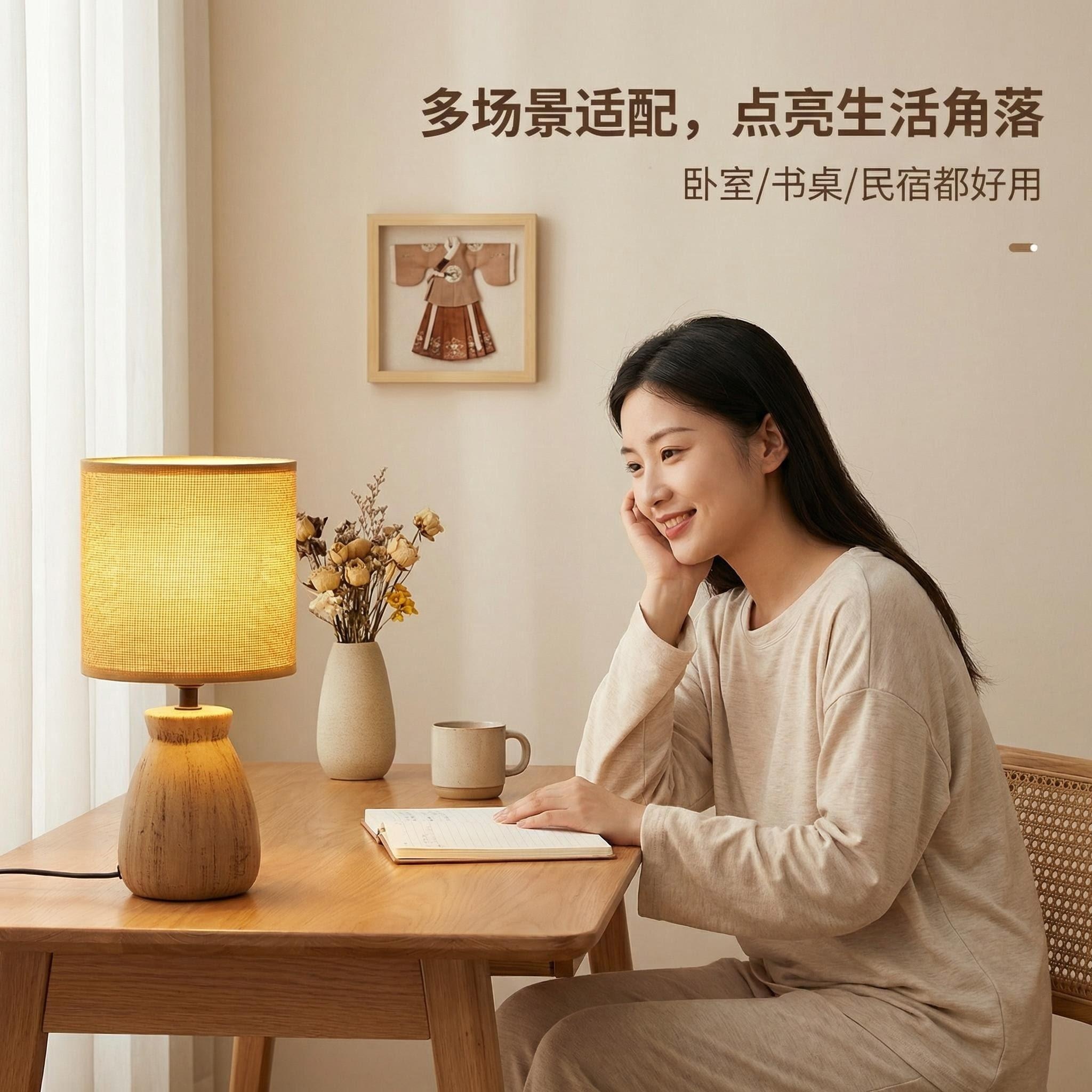 In 2026, Jilian's new wood-grain artistic decorative table lamp is available for simple and modern home decoration, starting from 36 pieces details Picture