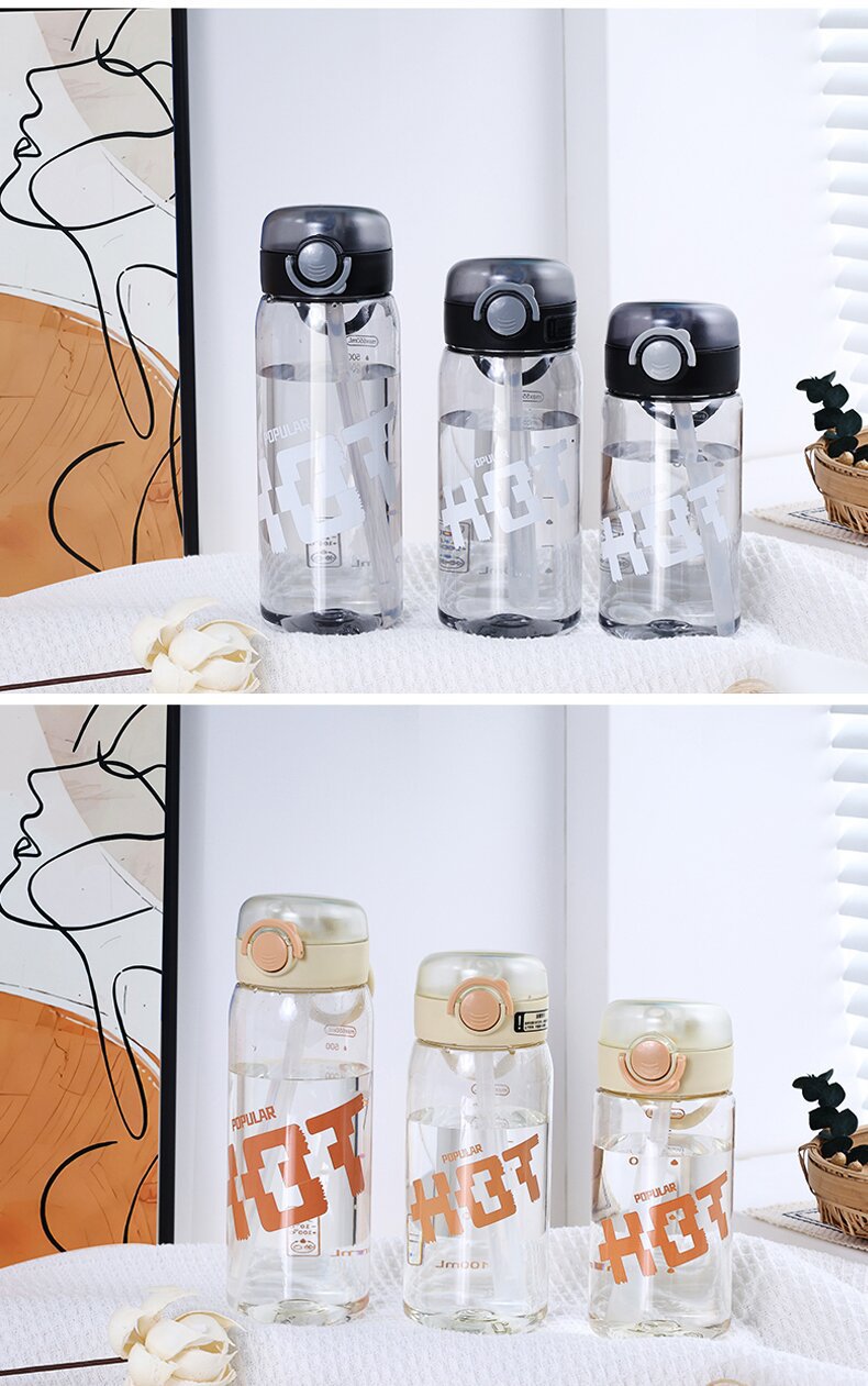 X152-5909 Simple and fresh children's water cup, high appearance level plastic straw cup for students, large capacity detail image 5