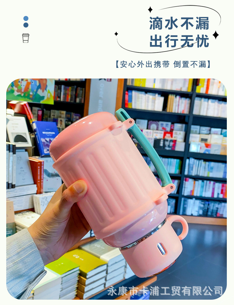 1000ml high appearance level solid color large capacity student insulated cup, crossbody for girls, portable shoulder strap insulated water bottle for going out pic 4