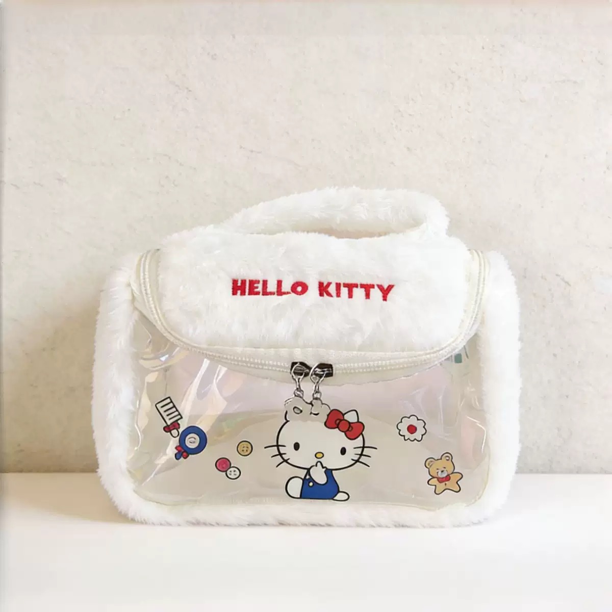 Adiva's new cartoon plush makeup bag, large-capacity toiletry bag, and high-appearancy-level hand-held storage bag details Picture