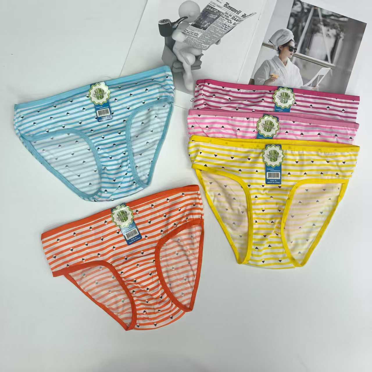 DD-8080 #XL export Underwear, Women's underwear, Milk silk striped printed Women's underwear, Sexy hemmed Underwear, Women's briefs, underwear QNI Item Picture
