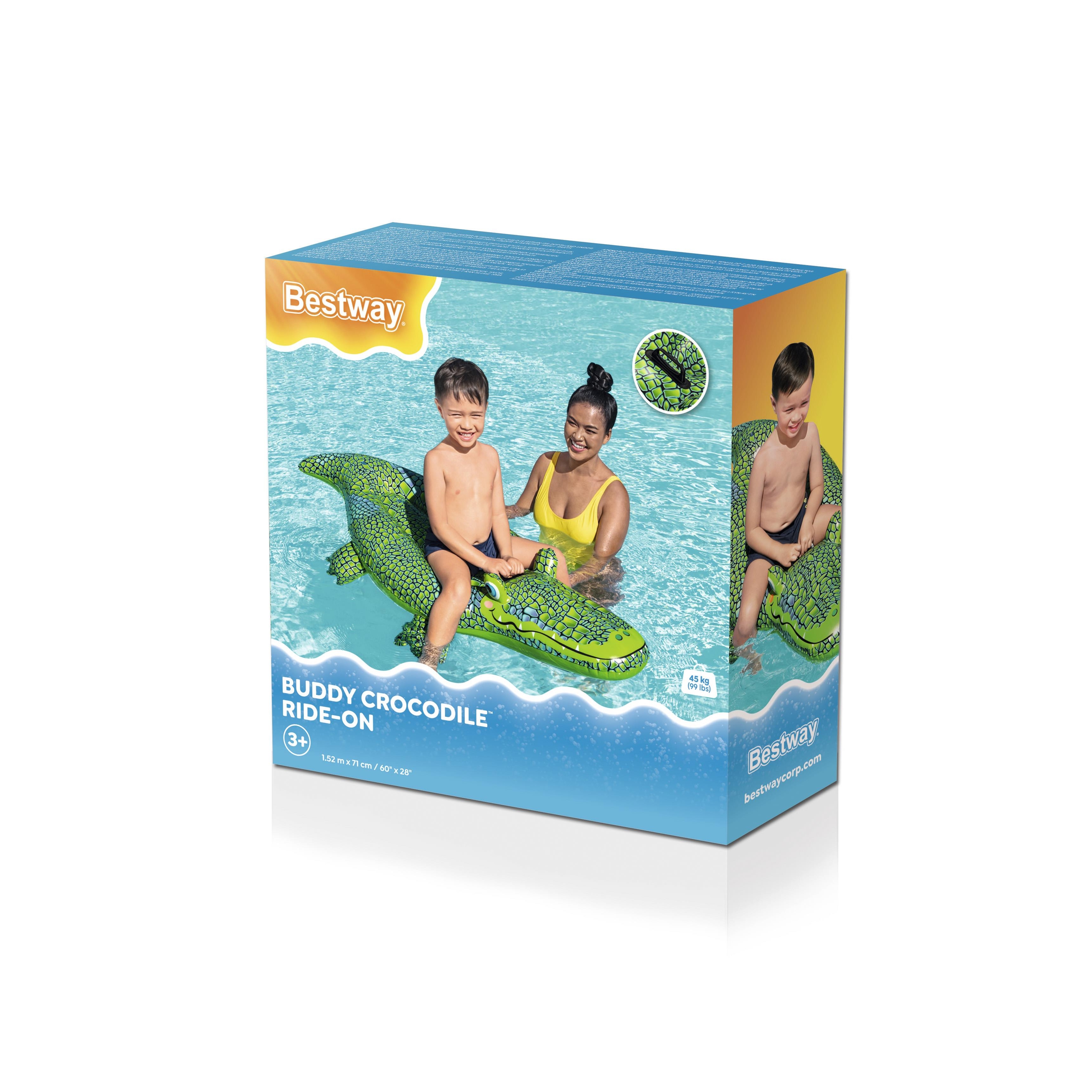 Bestway41477充气鳄鱼浮床包装盒桨板充气杯托浮板跨境品
