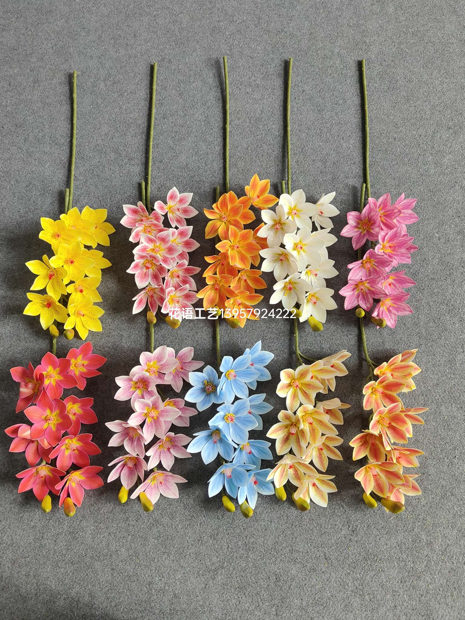 Simulated 3D 7-head film magnolia and Cymbidium, wedding floor flower arrangement, indoor home coffee table ornaments, flower arrangement decoration, artificial flowers, simulated flowers, simulated flowers