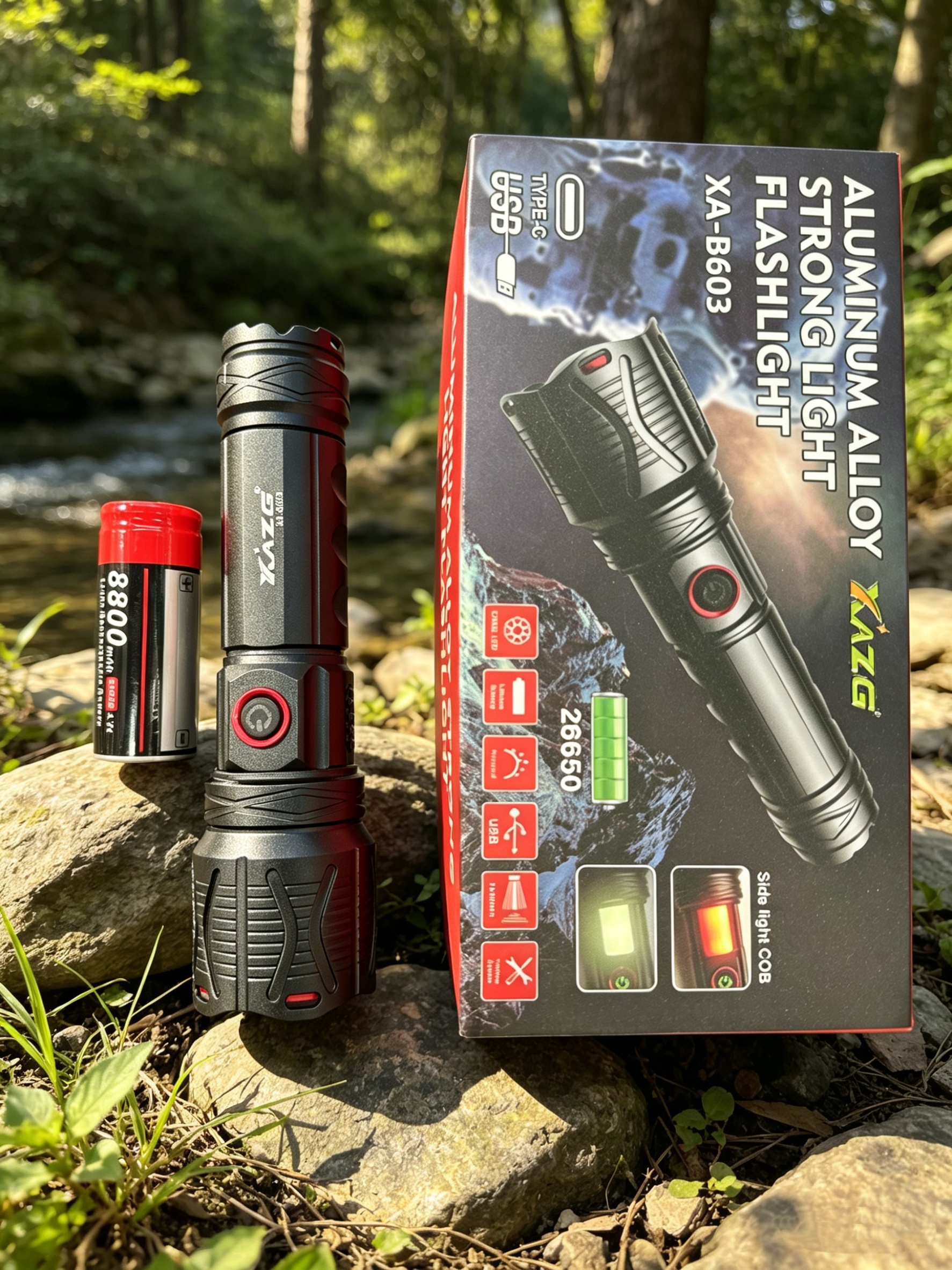 Xingao Light Mountain Night Travel Special High-intensity Flashlight, waterproof, durable and long-lasting portable flashlight, model XA-B603 details Picture