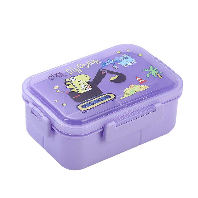 H226-536 four-compartment cartoon lunch box, microwave-heated bento box with tableware, portable fruit box for going out Specification image