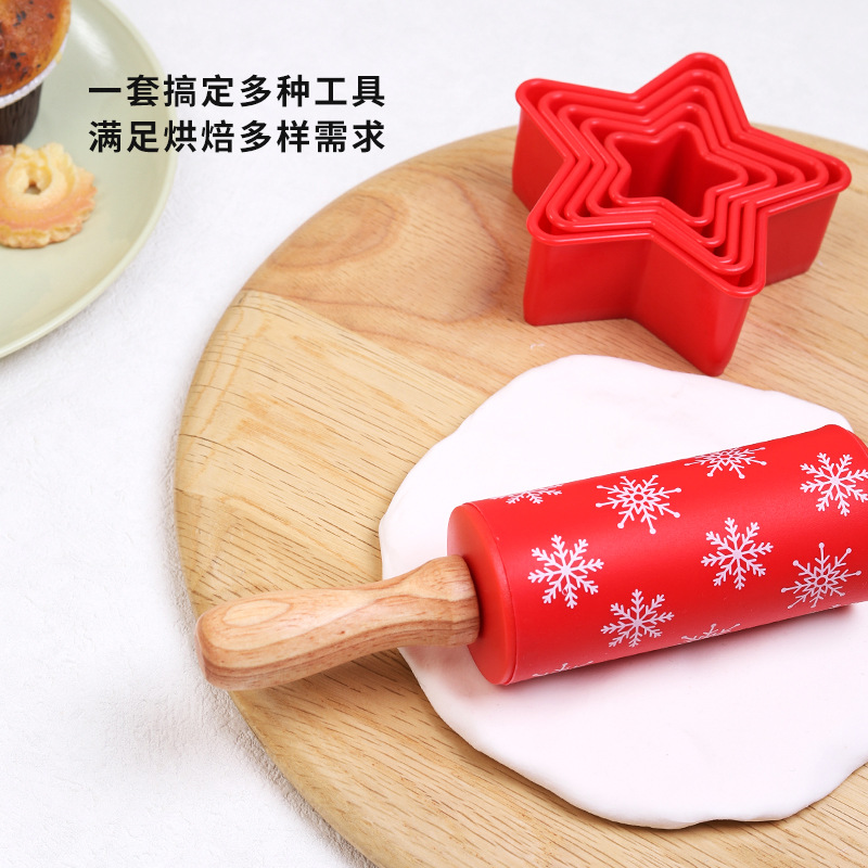 圣诞烘焙套装厨房家用烘焙工具组合硅胶擀面杖打蛋器食物夹饼干模细节图