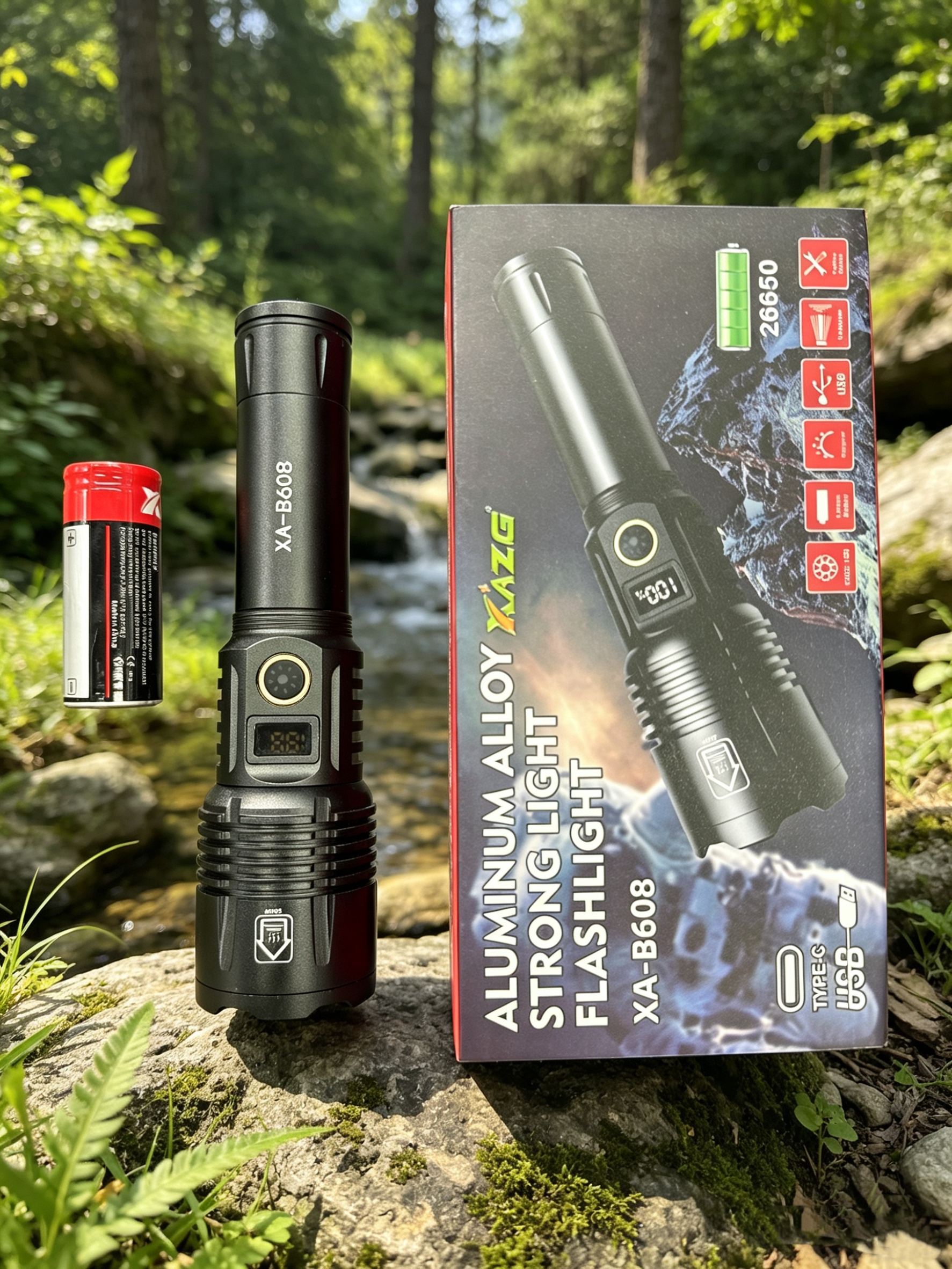 Xingao Light High-intensity long-range Flashlight Outdoor Camping long-lasting rechargeable waterproof portable flashlight Model XA-B608 details Picture