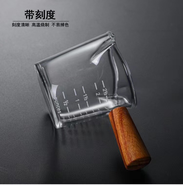 咖啡小奶木柄奶罐玻璃迷你奶锅酱汁浓缩调味工具萃取刻度量杯器具咖啡杯杯子详情4