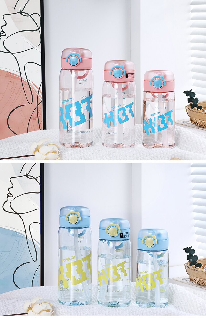 X152-5909 Simple and fresh children's water cup, high appearance level plastic straw cup for students, large capacity detail image 6