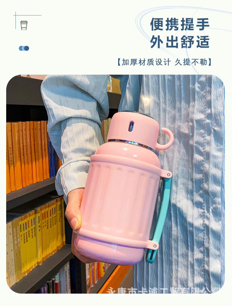 1000ml high appearance level solid color large capacity student insulated cup, crossbody for girls, portable shoulder strap insulated water bottle for going out pic 3