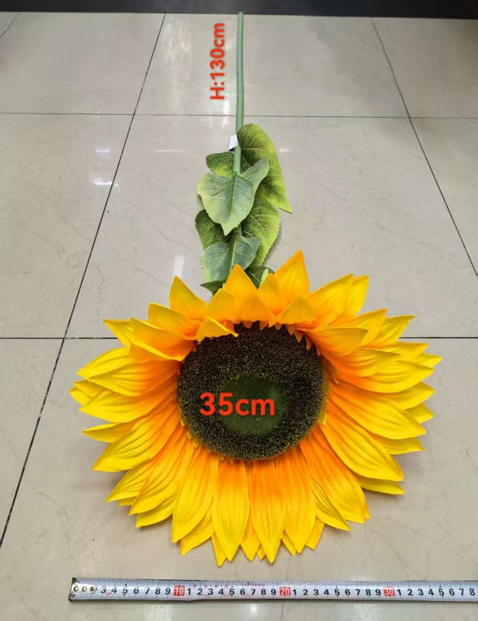 Artificial flower handicrafts, decorative flowers, artificial flowers, artificial flowers, single extra-large tube sunflower, 35cm