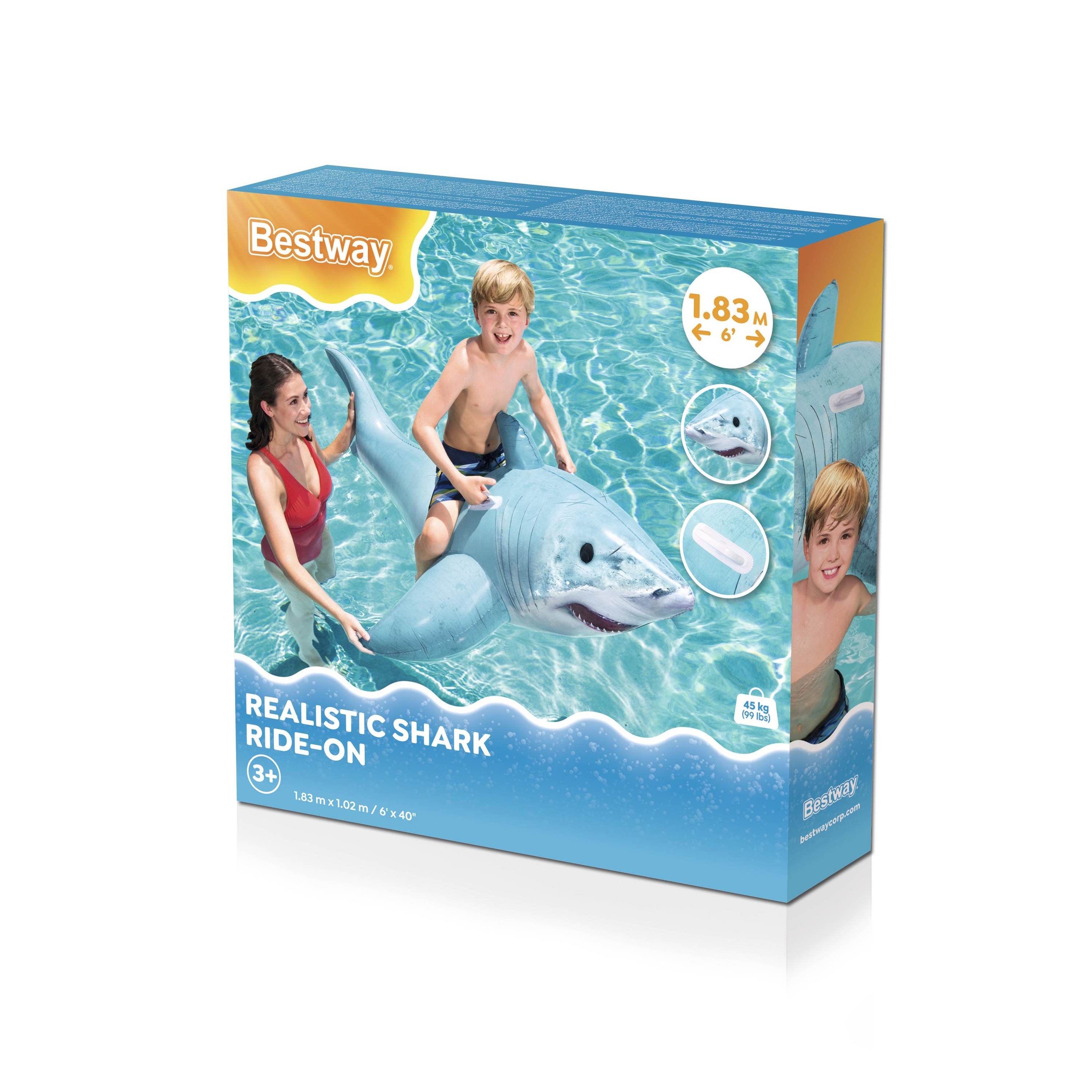 bestway41405充气鲨鱼浮床桨板浮板充气杯托跨境品