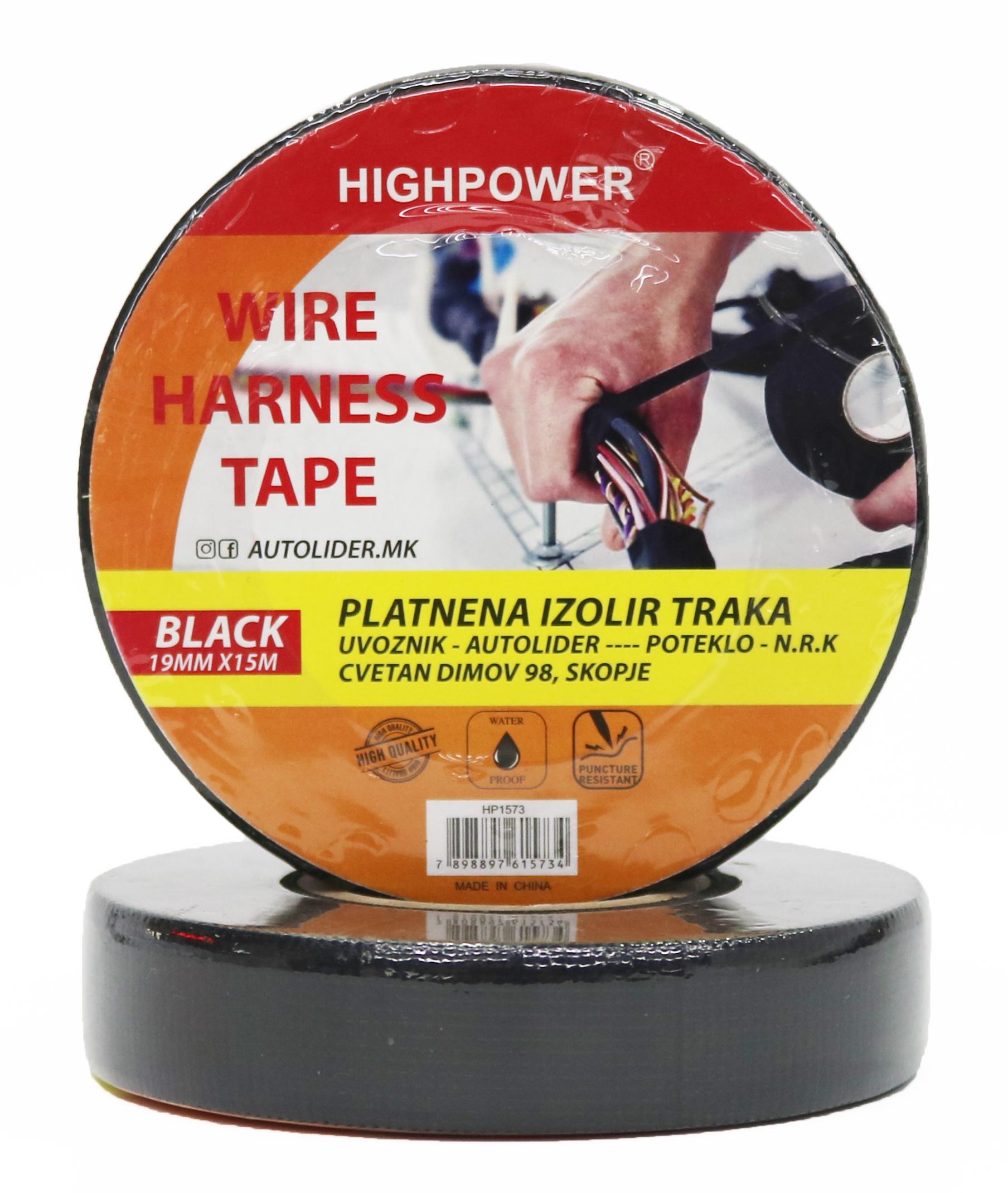 Black wiring harness tape, automotive wiring harness tape