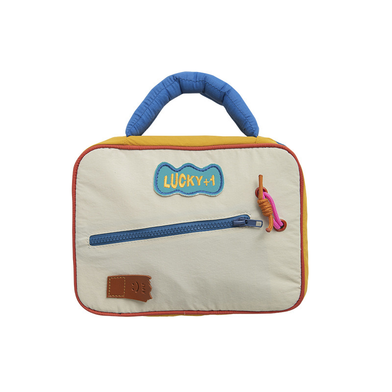 Aidihua's new trendy and cute color-blocking makeup bag, large-capacity travel and business trip toiletry bag, makeup bag and storage bag Specification image