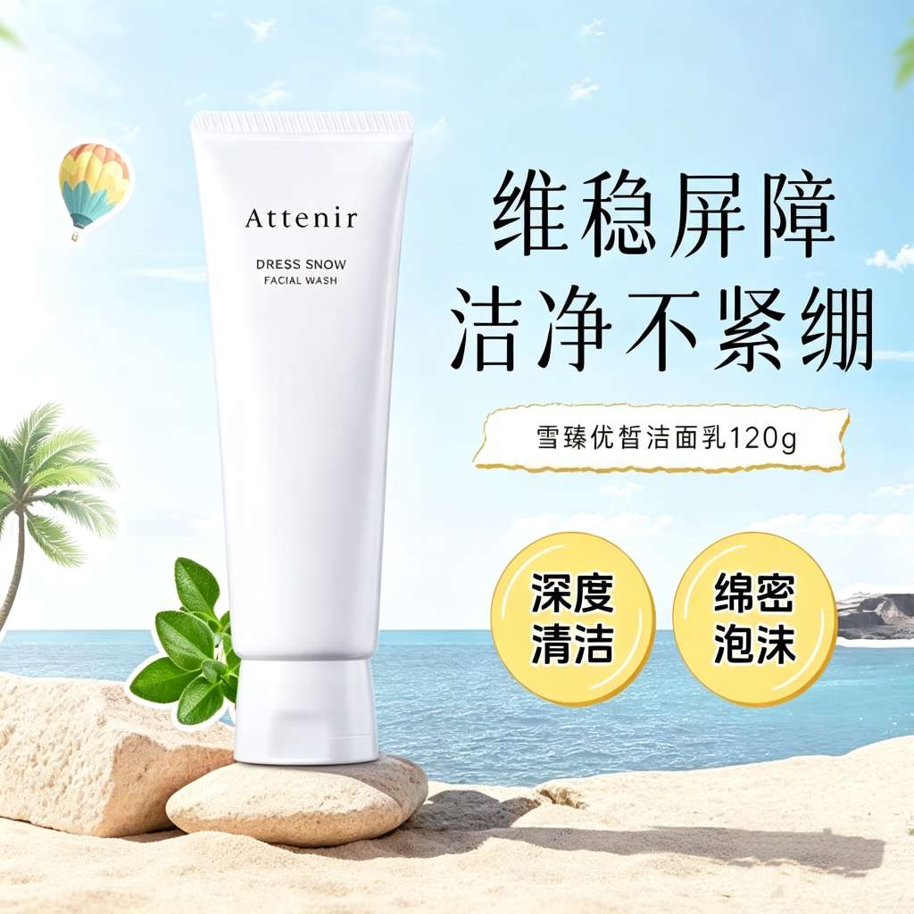 ATTENIR/艾天然白管雪臻优皙洁面乳120g  美·白·淡斑深层清洁保湿去角质温和无刺激洁面
