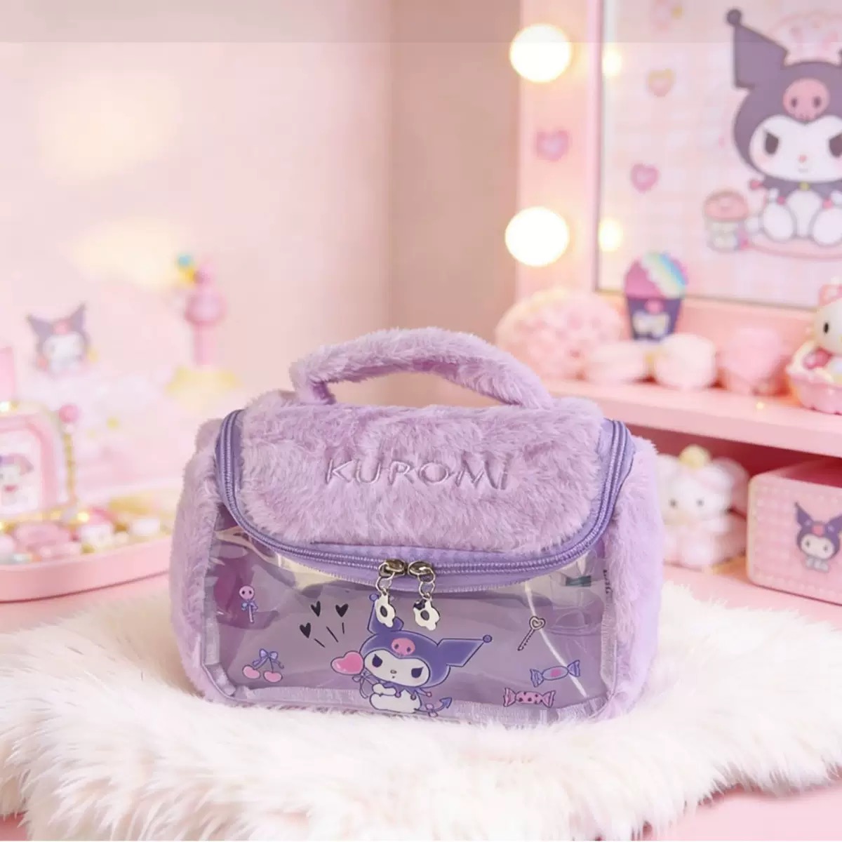 Adiva's new cartoon plush makeup bag, large-capacity toiletry bag, and high-appearancy-level hand-held storage bag Specification image