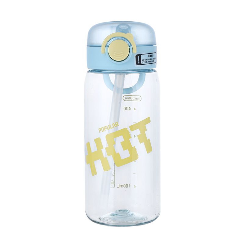 X152-5909 Simple and fresh children's water cup, high appearance level plastic straw cup for students, large capacity Item Picture