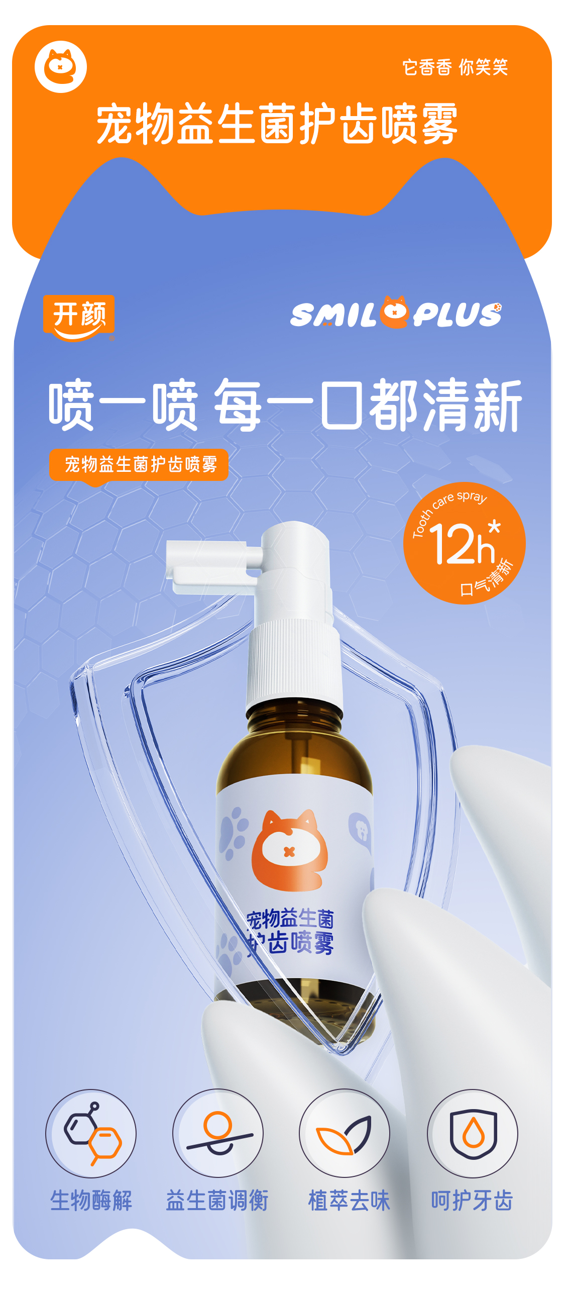 宠物益生菌护齿喷雾瓶装喷雾宠物口腔清洁漱口水清新去异味牙垢详情1